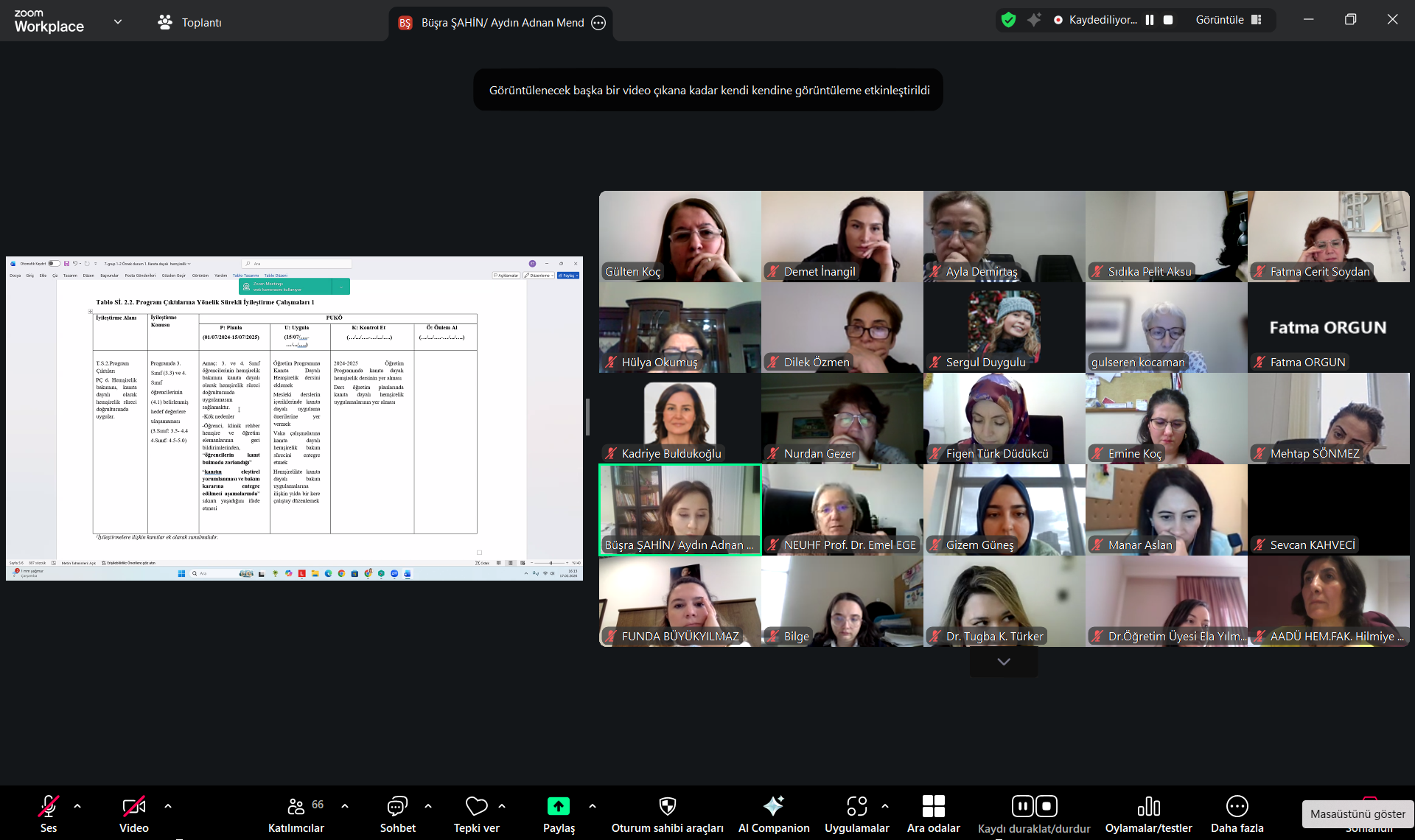 Hemşirelik Eğitiminde Sürekli İyileştirme ve PUKÖ Döngüsünün Etkin Kullanımı Kursu Gerçekleştirildi